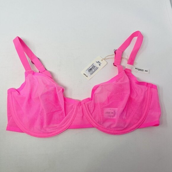 Aerie Smoothez Womens Size 36D Mesh Unlined Underwire Balconette Bra in Pink 352 - Picture 1 of 7